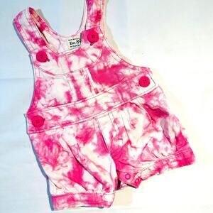 TCP The Children's Place Vintage Remake Tie-Dye Overalls Shortall Romper Sz 0-3m